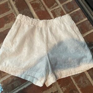 Polo by Ralph Lauren Girl’s white lined eyelet shorts with elastic waist